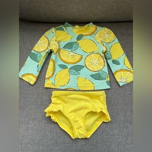 Carter’s Lemon Rashguard and Yellow Bottoms Swimsuit-6 Months